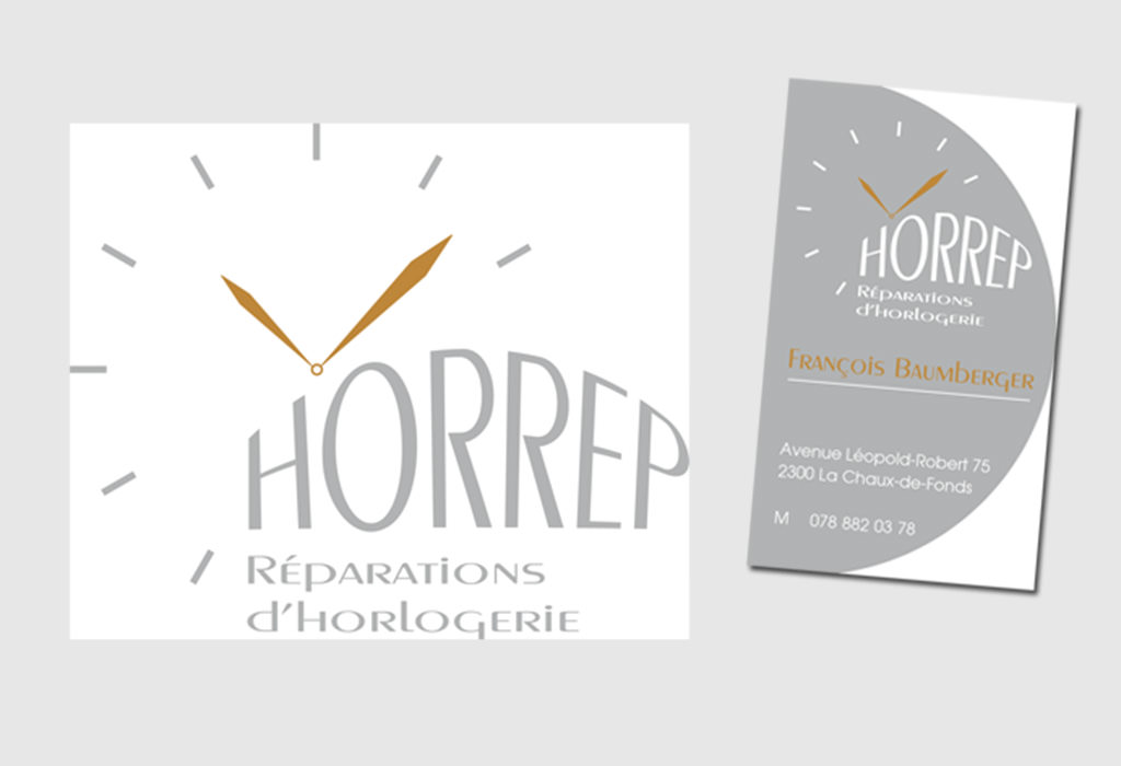 Logo et cartes de visite Horrep, La Chaux-de-Fonds